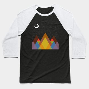 mountains landscape, starry night and waning moon Baseball T-Shirt